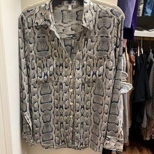 Express Portofino snake print button up shirt